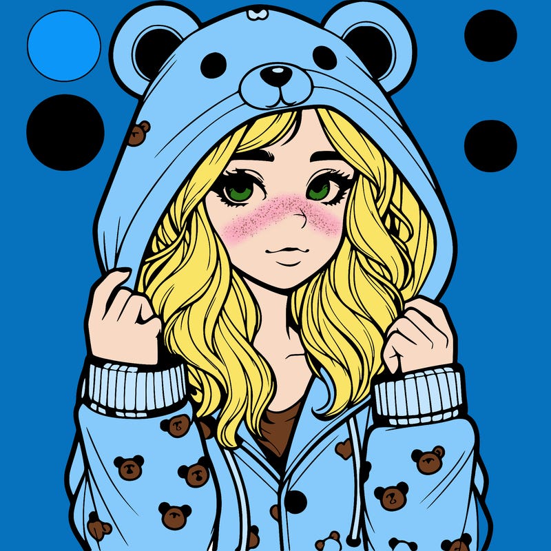 realistic girl in a animal pjs hoodie