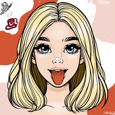 realistic girl with her tongue out