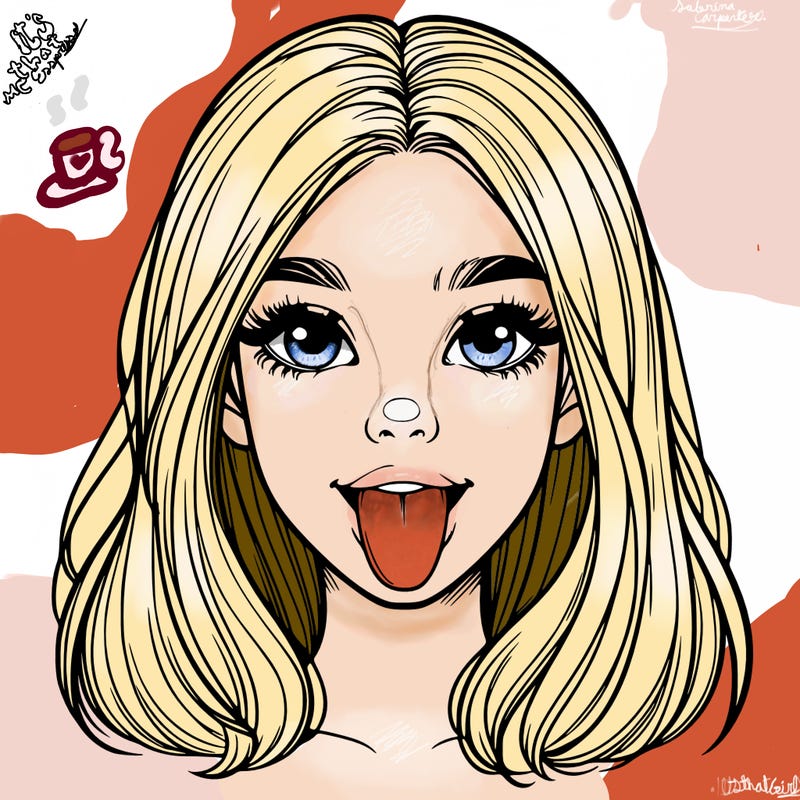 realistic girl with her tongue out