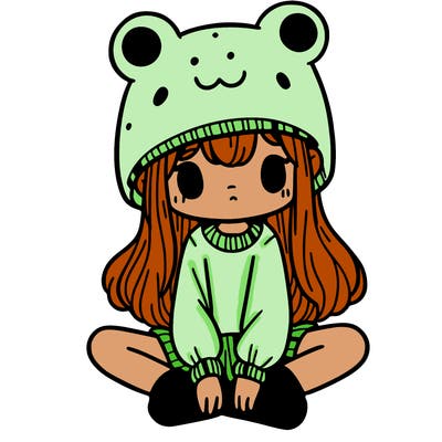 a girl wearing a frog hat and some frog socks