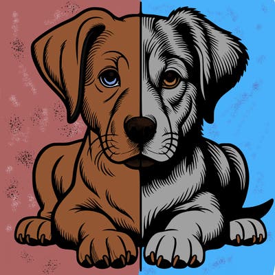 realistic dog split picture
