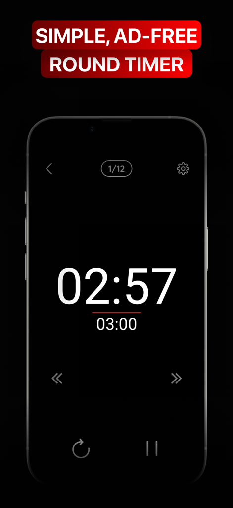 Boxing Training: Bag Workouts - Boxing app screenshot showing a simple ad free round timer for training sessions