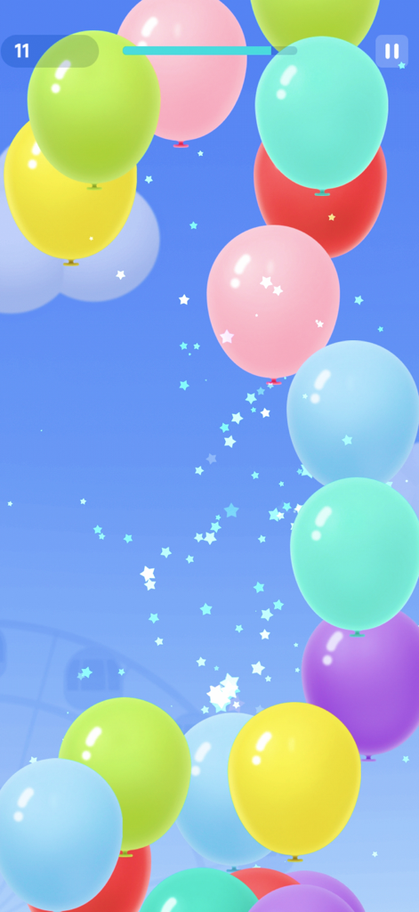 Balloon Pop Game - For Family - Globos coloridos flotando hacia arriba en un juego de reventar globos para bebés.