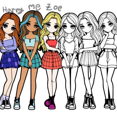 a group of girls realistic