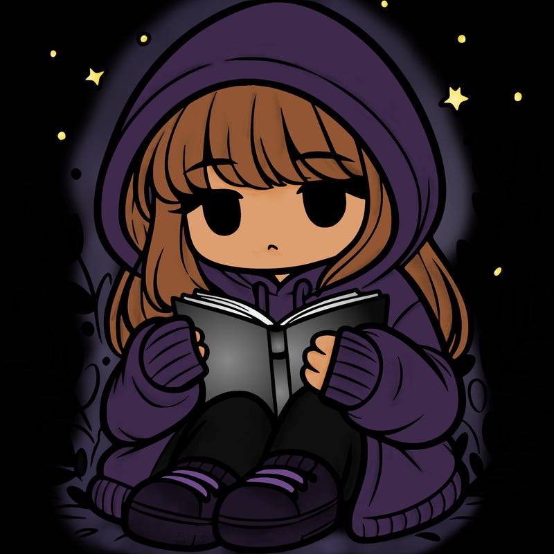 girl in oversized hoodie reading a book