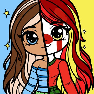 a girl half and half