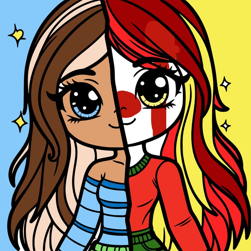 a girl half and half