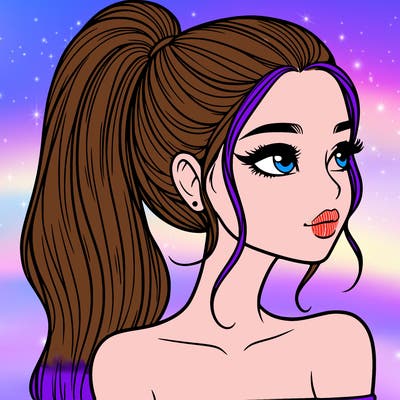 a beautiful and realistic girl with a high pony tail