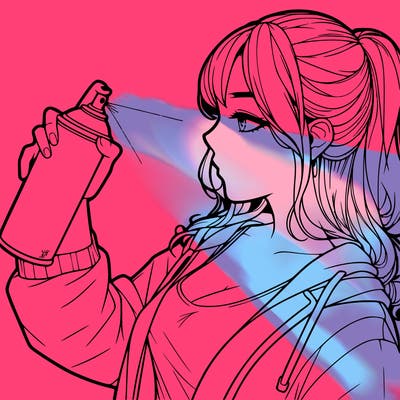 a realistic girl spray, painting