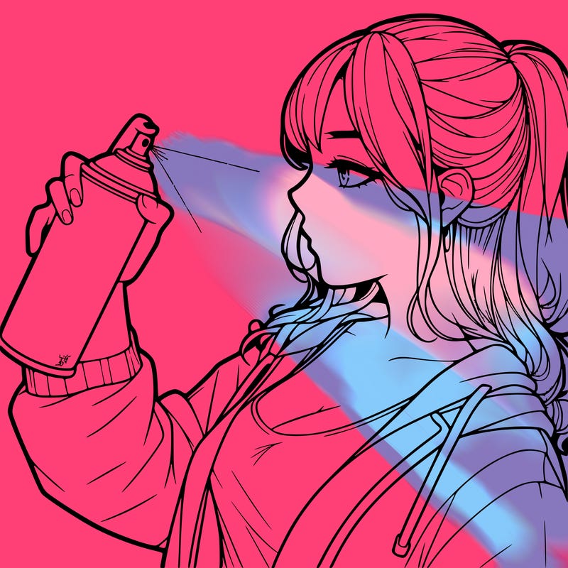 a realistic girl spray, painting