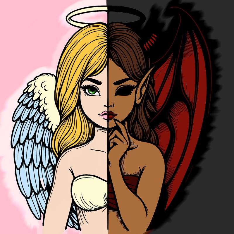 realistic angel half demon