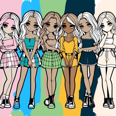 a group of girls realistic