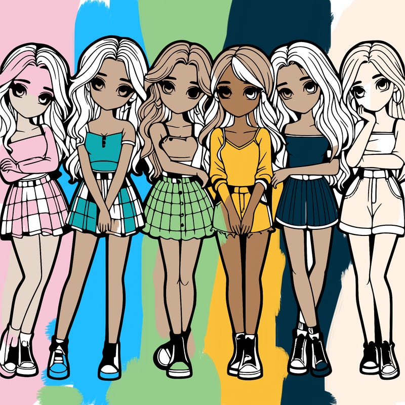 a group of girls realistic