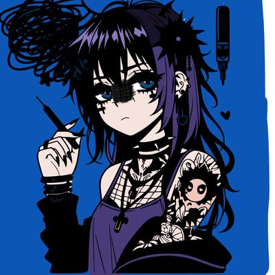 pretty and edgy gothic anime girl