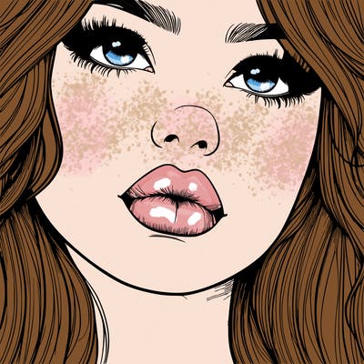 really realistic girl with lips