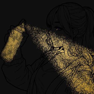 a realistic girl spray, painting