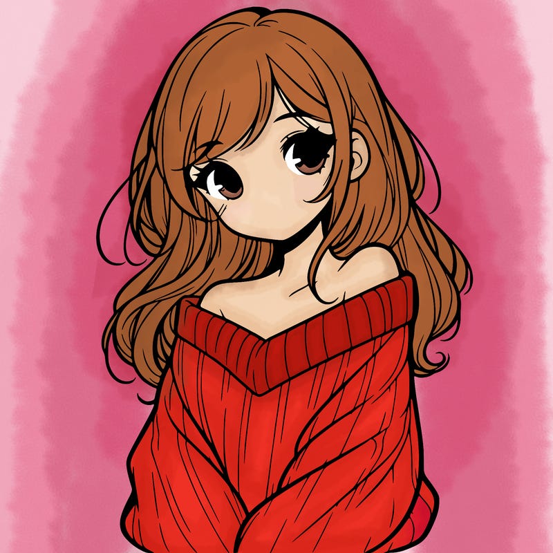 shy pretty girl wearing a sweater that is falling off one shoulder portrait
