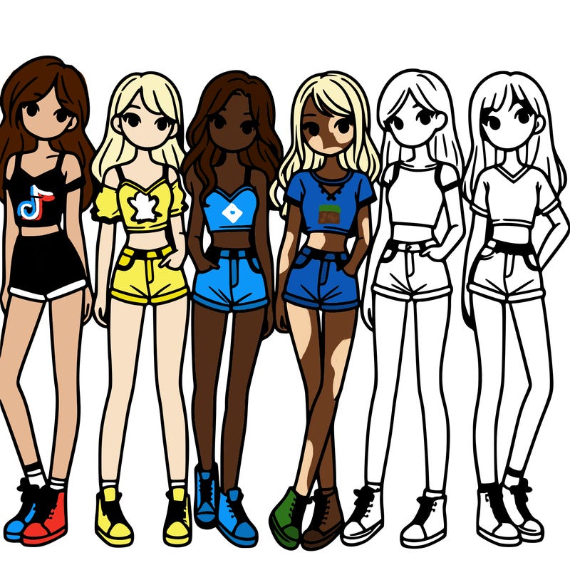 a group of girls wearing crop tops and shorts