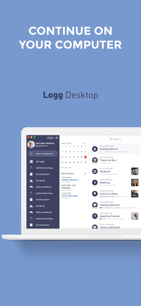 Logg: Personal Journal & Diary - Logg personal journal and diary interface on a desktop computer
