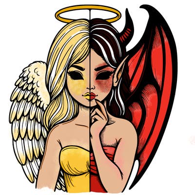 realistic angel half demon