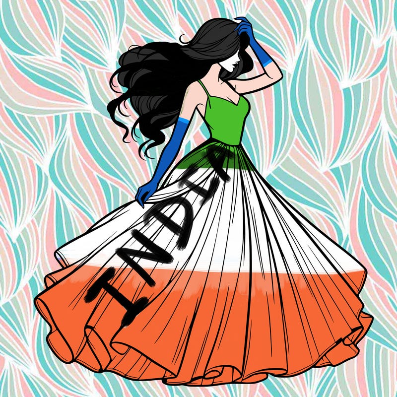 realistic woman with dress flowing in the wind