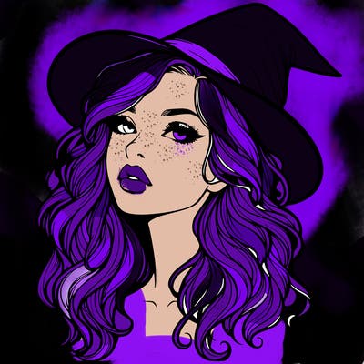 realistic witch girl with wavy hair and lips