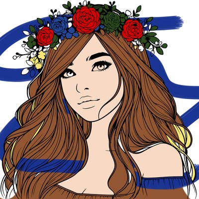 realistic girl with flower crown