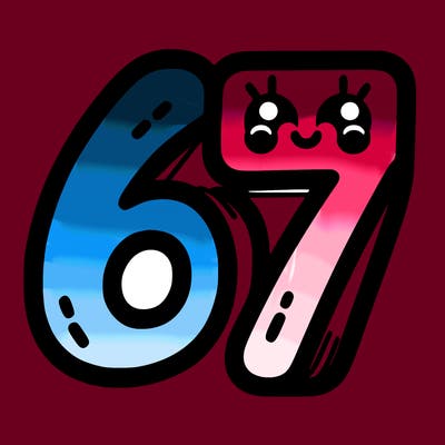 the numbers 67