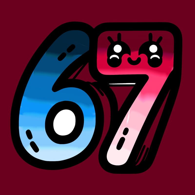 the numbers 67