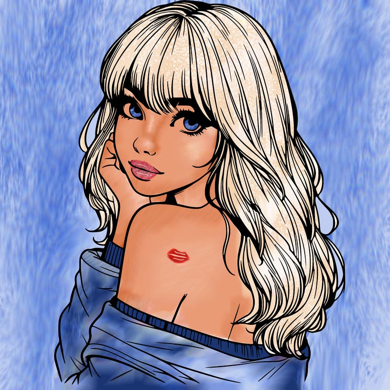 realistic girl with bangs looking over her shoulder