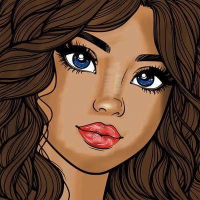 beautiful realistic girl close up to the camera with wavy hair,