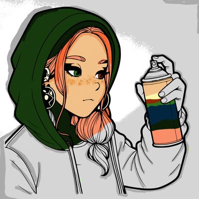 a realistic girl, spray painting