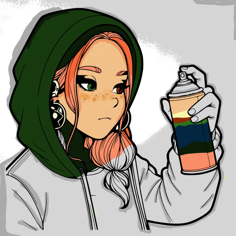 a realistic girl, spray painting