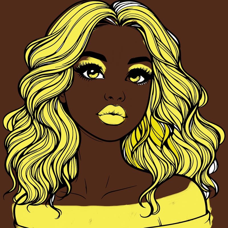 realistic girl with wavy hair and lips