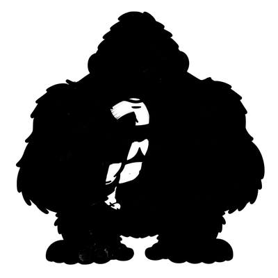 gorilla with banana in hand