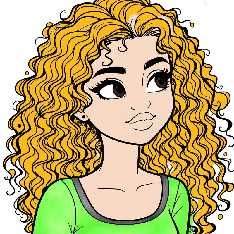 realistic girl with curly hair