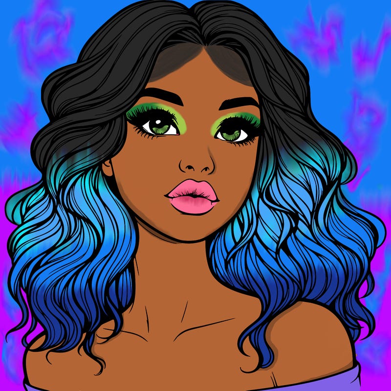 realistic girl with wavy hair and lips