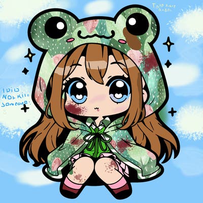 chibi girl with frog hoodie