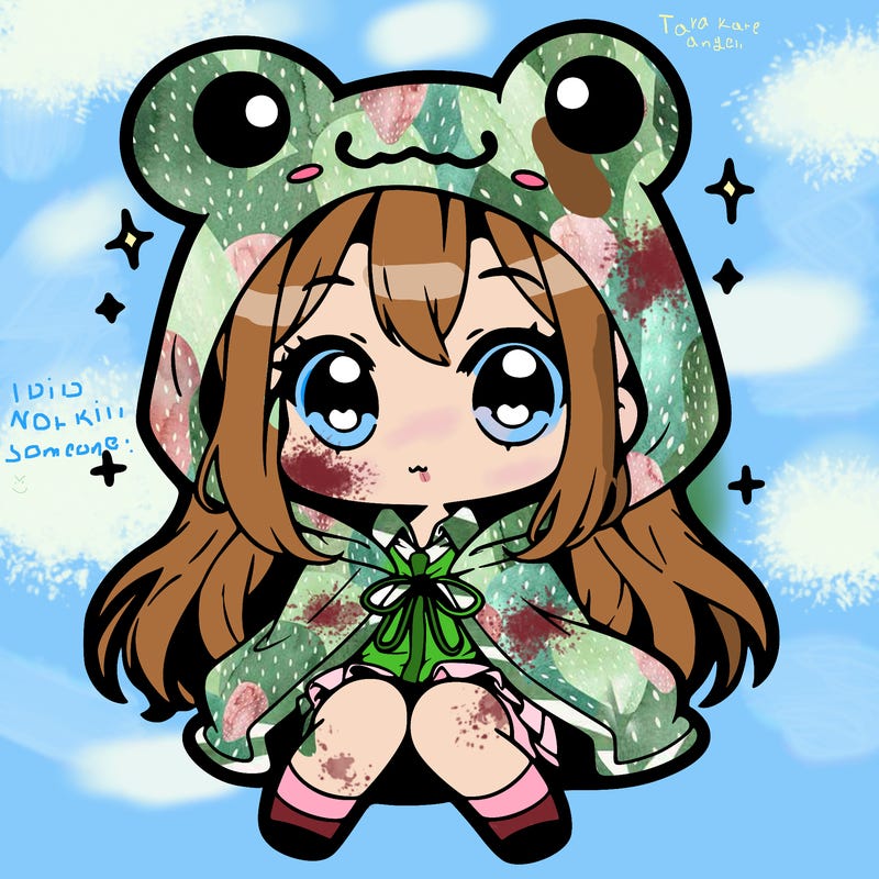 chibi girl with frog hoodie