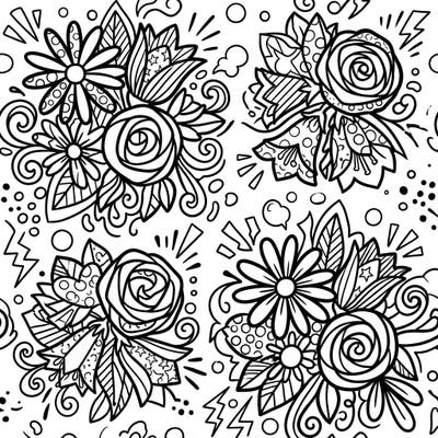 Dive into a vibrant garden of Pop Art wildflowers, ready for your artistic touch. This unique coloring page combines nature's beauty with a bold, modern aesthetic, perfect for creative expression.
