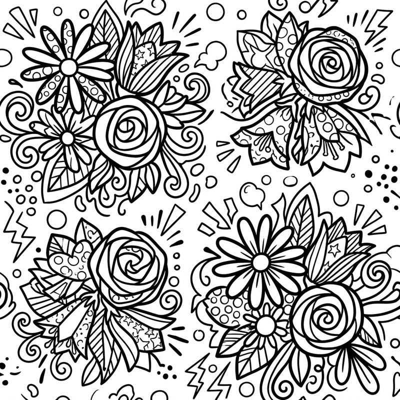 Dive into a vibrant garden of Pop Art wildflowers, ready for your artistic touch. This unique coloring page combines nature's beauty with a bold, modern aesthetic, perfect for creative expression.