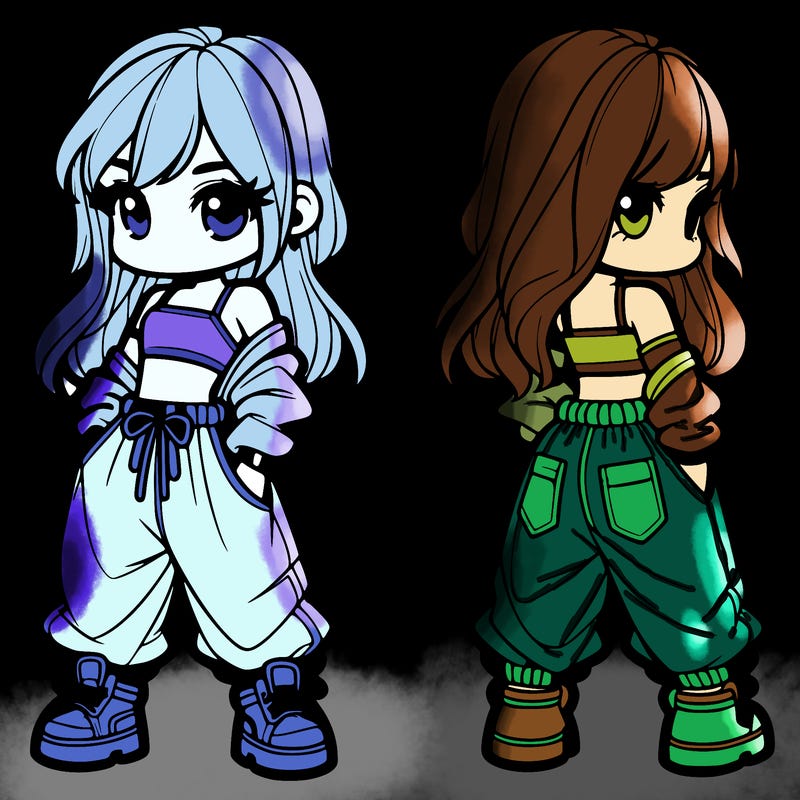 girl in crop top and baggy pants