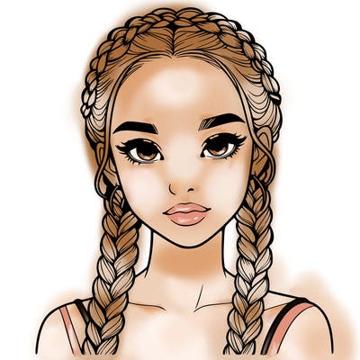 realistic girl with braids