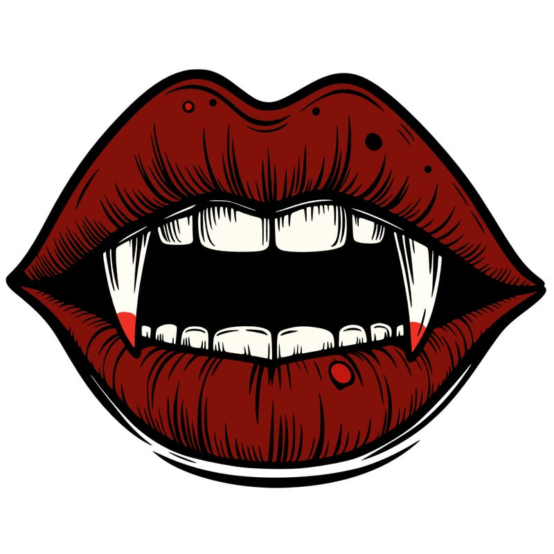 lips with vampire teeth
