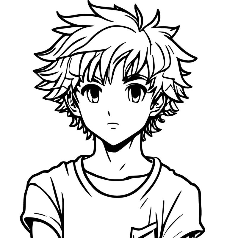 anime boy with curly hair