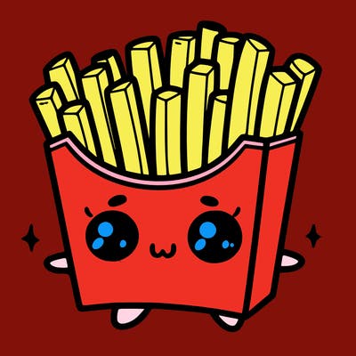 a cute. french fries