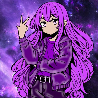 one anime girl with long hair and a cool pose