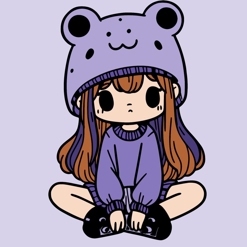 a girl wearing a frog hat and some frog socks