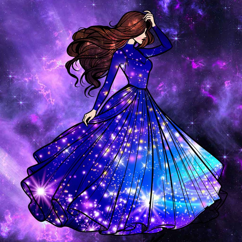 realistic woman with dress flowing in the wind