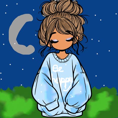 girl with baggy sweatshirt and messy bun